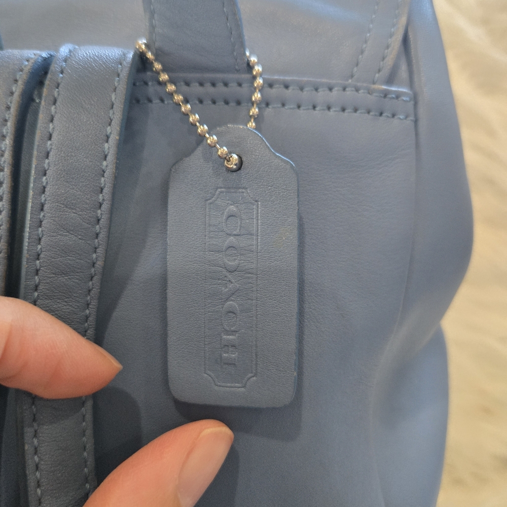 Coach Light Blue Leather Drawstring Backpack - image 6